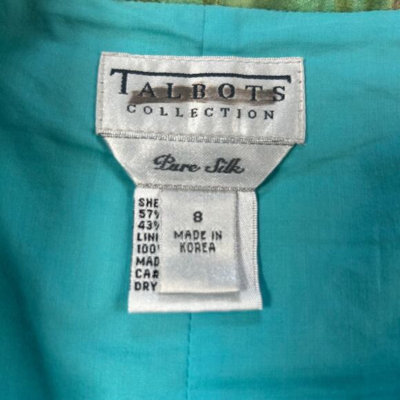 Vintage Boho Silk Blend Skirt Green Blue Floral Tie Dye Pleated Midi Size 8 - Picture 9 of 9